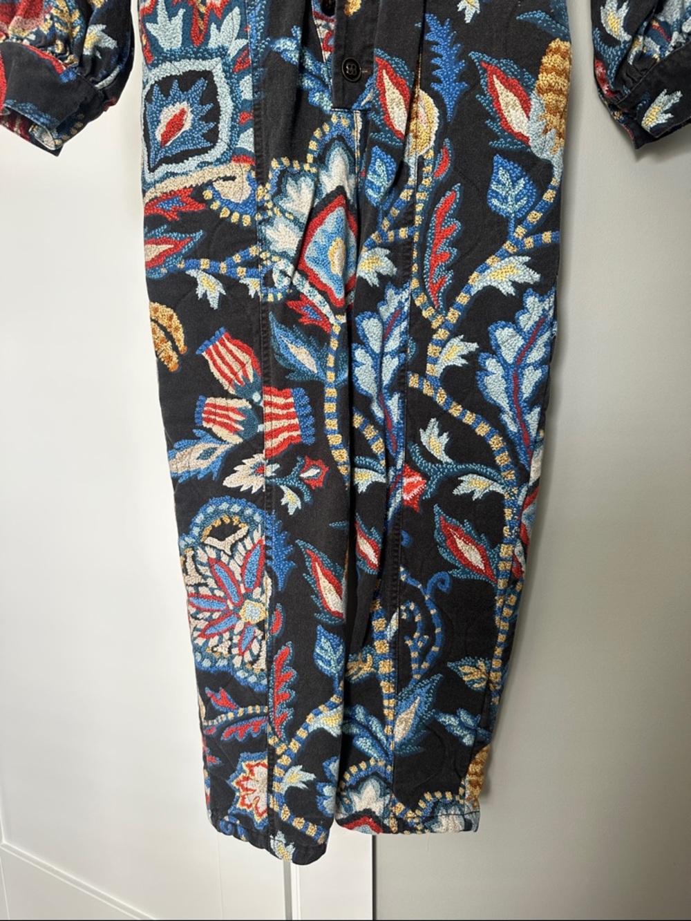 FARM Rio Black Floral Printed Jumpsuit with Blue, Red & Yellow Accents - Picture 3 of 11